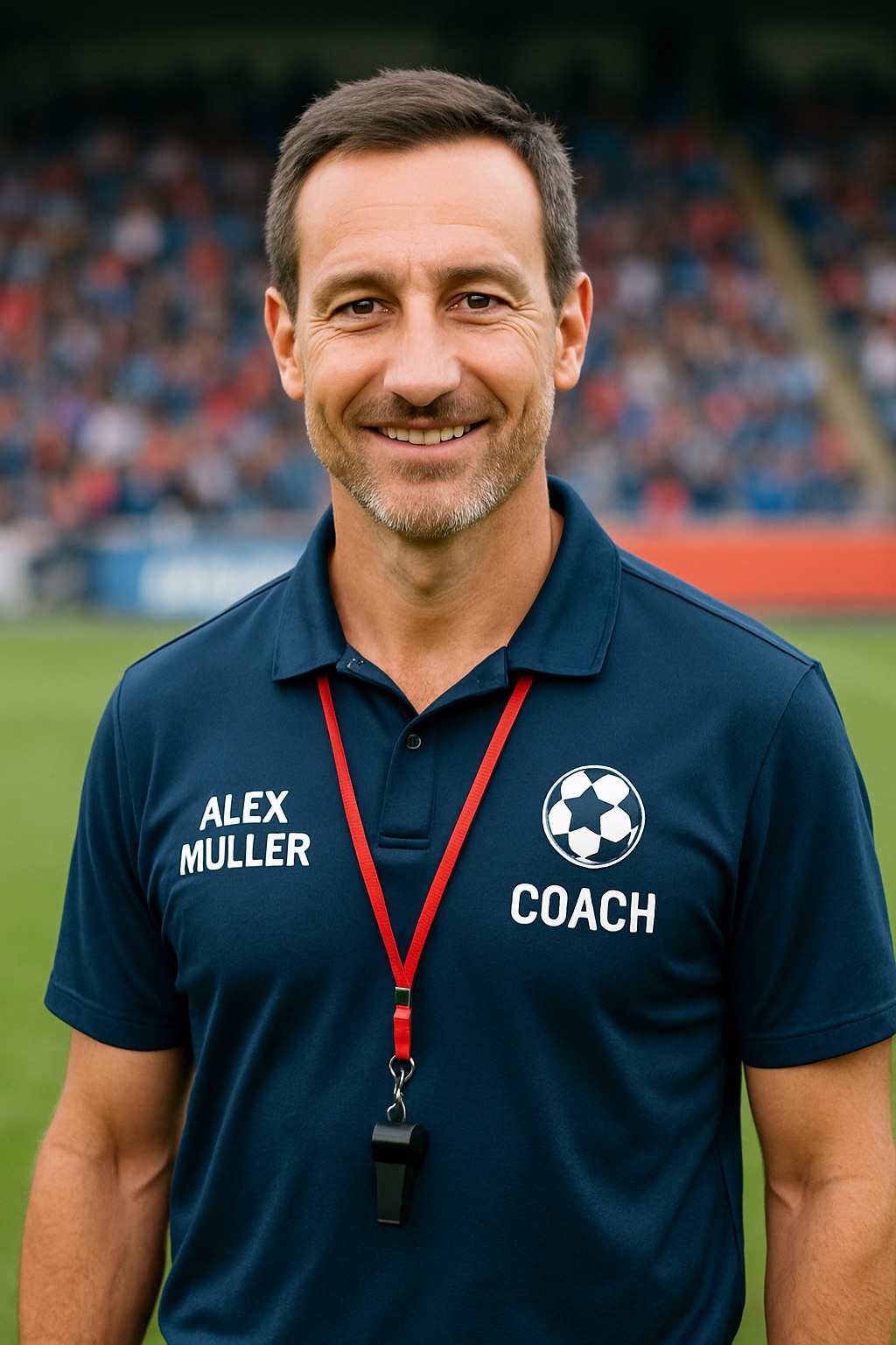Alex Müller, our new coach, standing on the training field